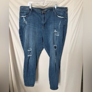 Lane Bryant Blue Distressed Cropped Jeans